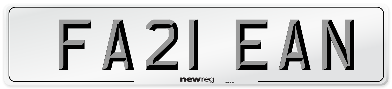 FA21 EAN Number Plate from New Reg